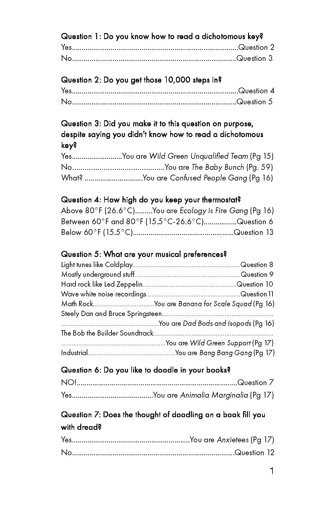 Dichotomous Key (Physical Book)
